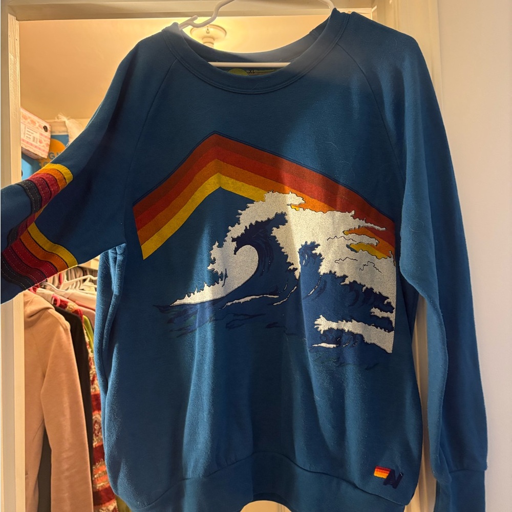 Aviator Nation Blue Fleece-Lined Sweatshirt